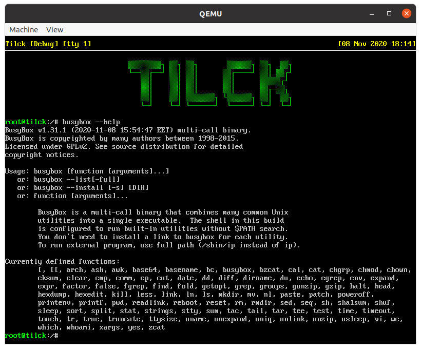 BusyBox on Tilck