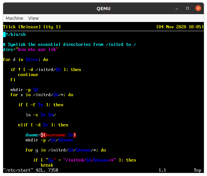 VIM on Tilck